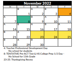 District School Academic Calendar for Copper Hills High for November 2022