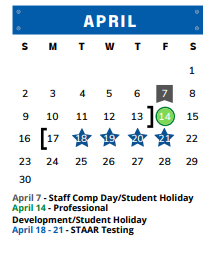 District School Academic Calendar for North Joshua Elementary for April 2023