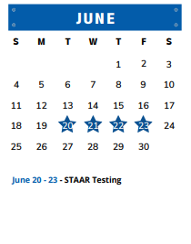 District School Academic Calendar for Plum Creek El for June 2023