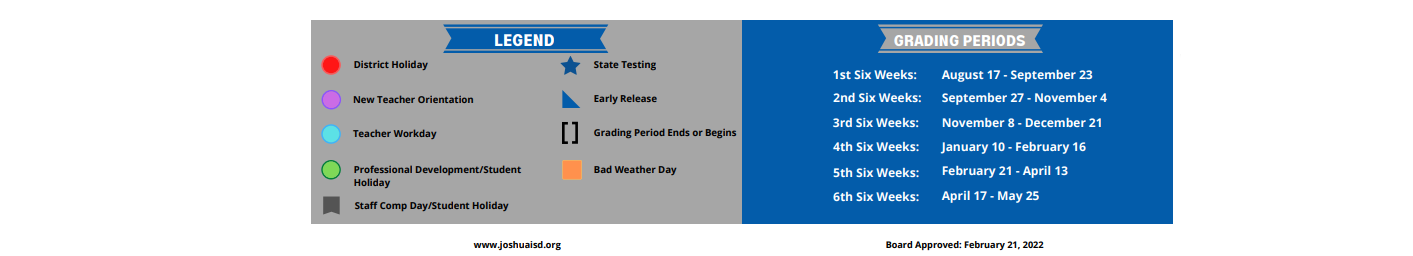 District School Academic Calendar Key for A G Elder El