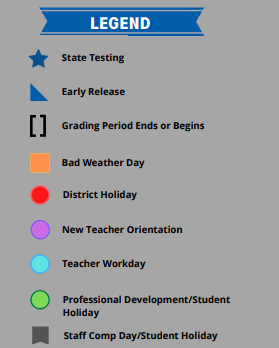 District School Academic Calendar Legend for A G Elder El