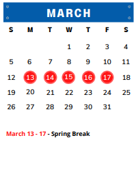 District School Academic Calendar for Plum Creek El for March 2023