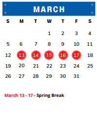 District School Academic Calendar for Accelerated Lrn Ctr for March 2023