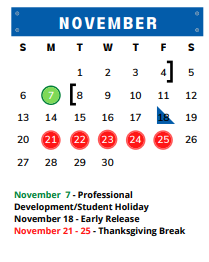District School Academic Calendar for Joshua H S for November 2022