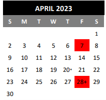 District School Academic Calendar for Thompson Ctr for April 2023