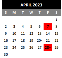 District School Academic Calendar for Alter School for April 2023