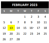 District School Academic Calendar for Thompson Ctr for February 2023