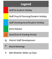 District School Academic Calendar Legend for Henry Metzger Middle School