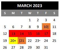 District School Academic Calendar for Woodlake Hills Middle for March 2023