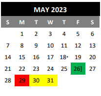 District School Academic Calendar for Judson Learning Acad for May 2023