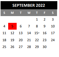 District School Academic Calendar for Woodlake Elementary for September 2022