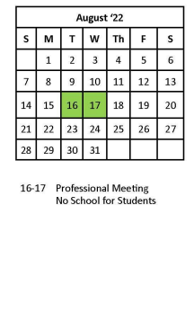 District School Academic Calendar for Saint Albans High School for August 2022