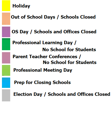 District School Academic Calendar Legend for Chesapeake Elementary School