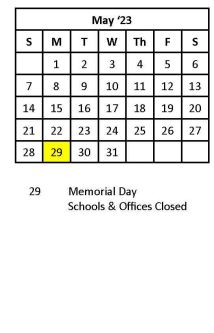 District School Academic Calendar for Kanawha County Schools Academy for May 2023