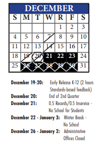 District School Academic Calendar for New Stanley Elem for December 2022