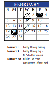 District School Academic Calendar for Washington High for February 2023
