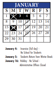 District School Academic Calendar for Chelsea Elem for January 2023
