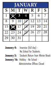 District School Academic Calendar for West Middle for January 2023