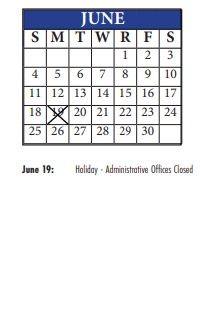 District School Academic Calendar for Frank Rushton Elem for June 2023