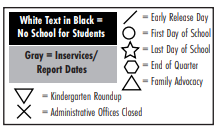District School Academic Calendar Legend for Wm A White Elem