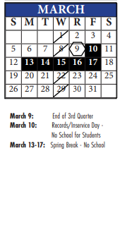District School Academic Calendar for Fairfax Learning Center for March 2023