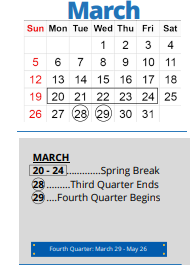 District School Academic Calendar for Pershing Early Childhood for March 2023