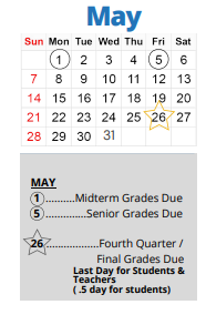 District School Academic Calendar for K. C. Job Corps Alternative for May 2023