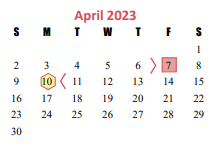 District School Academic Calendar for Sue Creech Elementary for April 2023