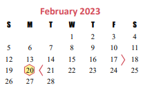 District School Academic Calendar for School For Accelerated Lrn for February 2023