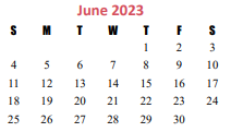 District School Academic Calendar for Cinco Ranch Junior High for June 2023
