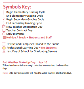 District School Academic Calendar Legend for Hazel S Pattison Elementary