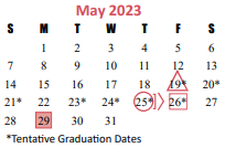 District School Academic Calendar for Memorial Parkway Junior High for May 2023