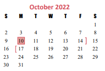 District School Academic Calendar for Tompkins High School for October 2022