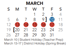 District School Academic Calendar for Parkwood Hill Intermediate for March 2023