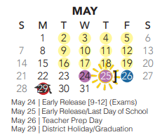 District School Academic Calendar for Park Glen Elementary for May 2023