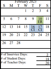 District School Academic Calendar for Sterling Elementary for February 2023