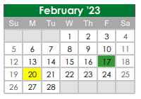 District School Academic Calendar for James A Arthur Intermediate School for February 2023