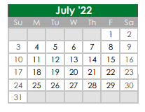 District School Academic Calendar for Kennedale J H for July 2022