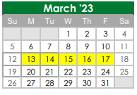 District School Academic Calendar for Kennedale Alter Ed Prog for March 2023