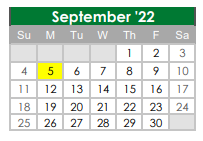 District School Academic Calendar for Kennedale J H for September 2022