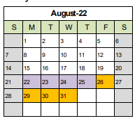 District School Academic Calendar for Edward Bain School Of Language And Art for August 2022
