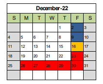 District School Academic Calendar for Edward Bain School Of Language And Art for December 2022