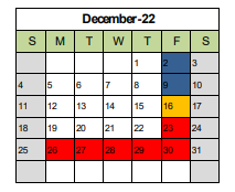 District School Academic Calendar for Brompton School for December 2022