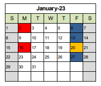 District School Academic Calendar for Jefferson Elementary for January 2023