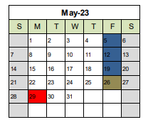 District School Academic Calendar for Hillcrest School for May 2023