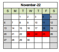 District School Academic Calendar for Stocker Elementary for November 2022