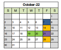District School Academic Calendar for Edward Bain School Of Language And Art for October 2022