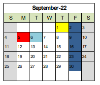 District School Academic Calendar for Prairie Lane Elementary for September 2022