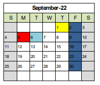 District School Academic Calendar for Edward Bain School Of Language And Art for September 2022