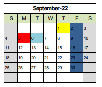 District School Academic Calendar for Vernon Elementary for September 2022